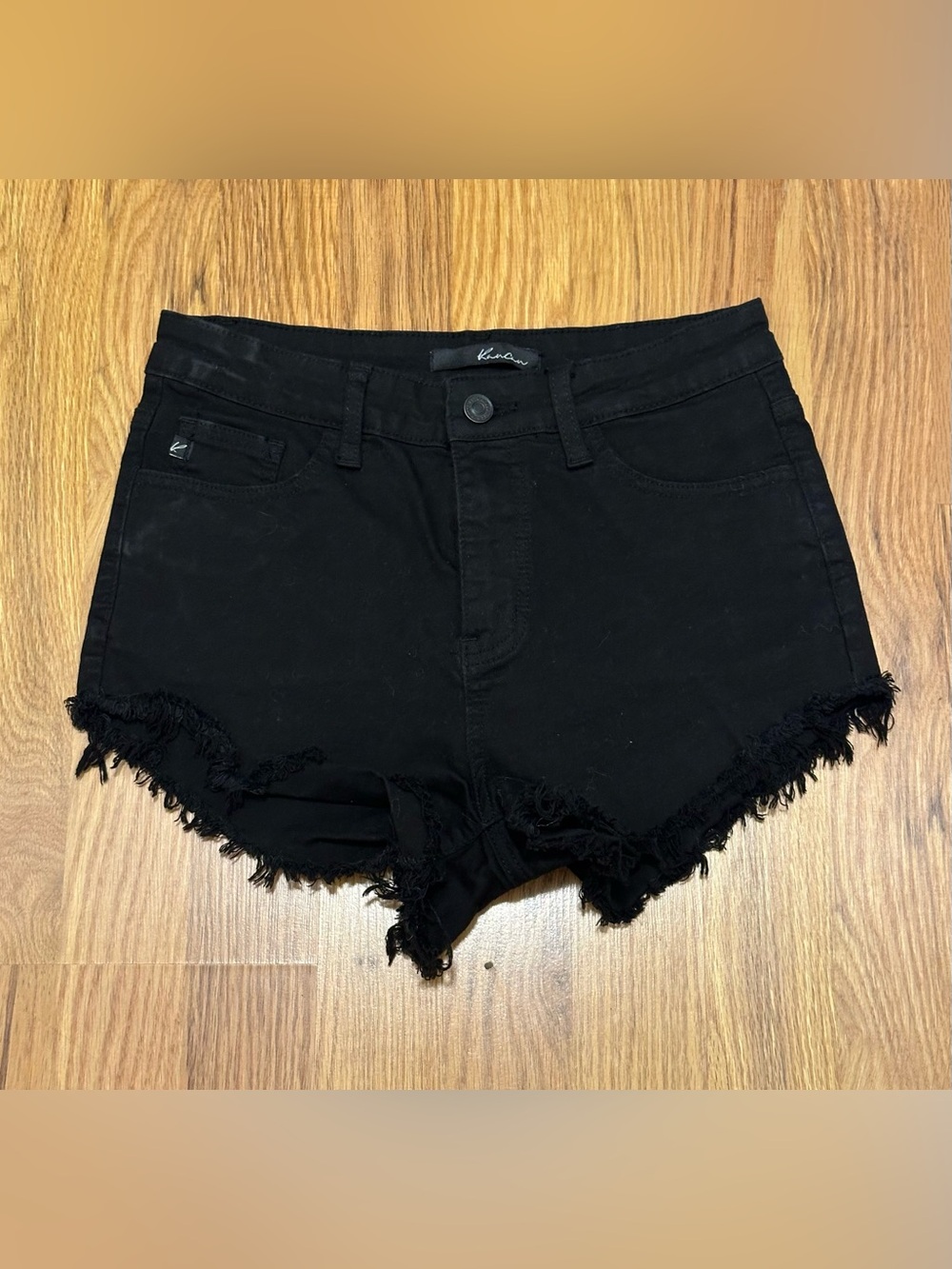 KanCan Black Denim Distressed Cut-Off Shorts